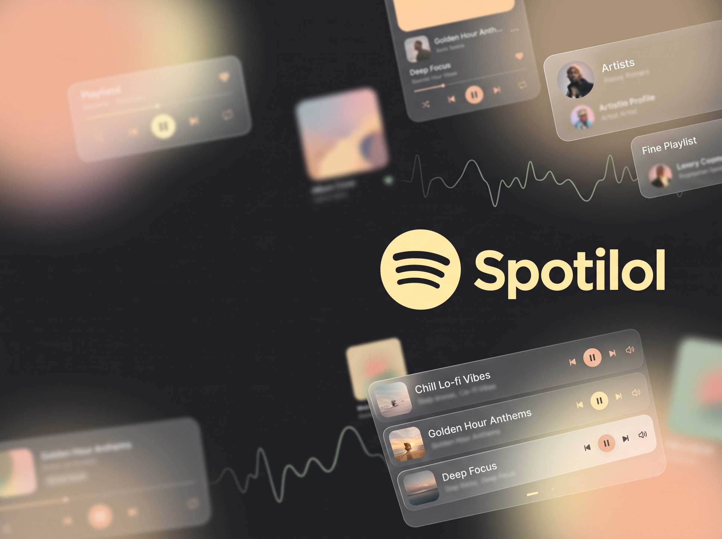 Spotilol — music floating over a warm pastel interface